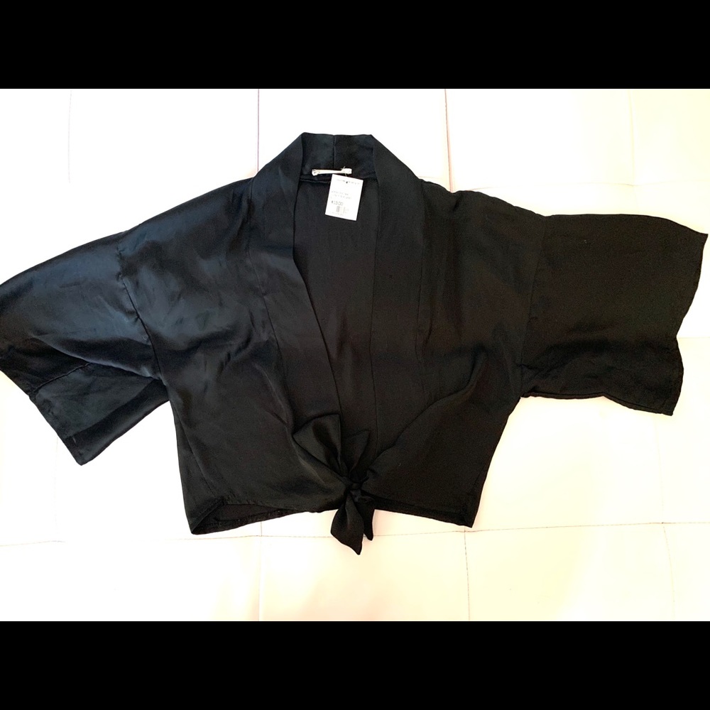 silky robe like wrap shirt